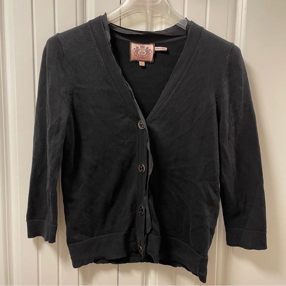Juicy Couture Black Button Up Cardigan - Size L - Picture 5 of 13